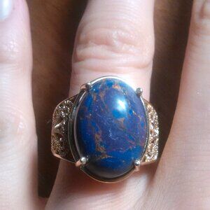 Mojave Purple Turquoise 18K Yellow Gold Plated Solitaire Ring (Size 7)